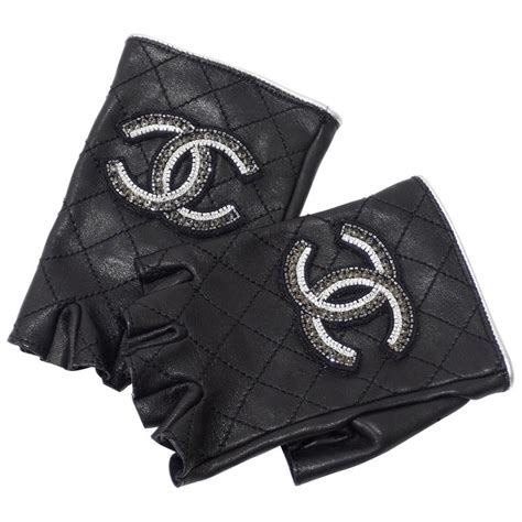 chanel gloves fingerless|chanel fingerless leather gloves.